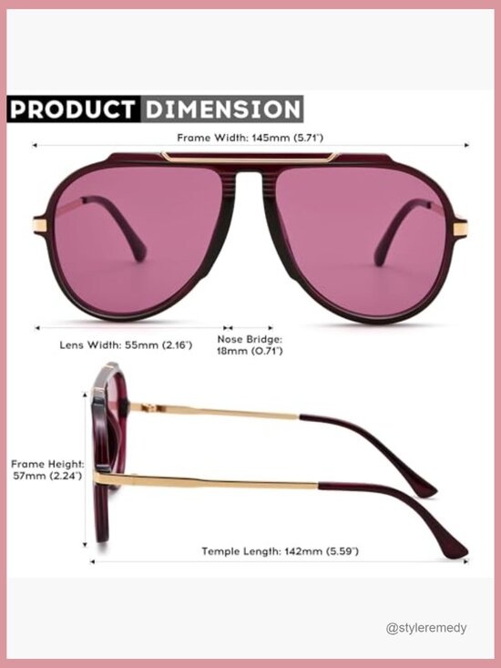 Oversized Aviator Sunglasses, Plastic Frame, UV400 Protection main image 4